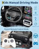 24V Electric Ride-On Car Truck for Big Kids, 2-Seater in Black