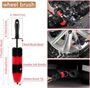 12-Piece Wheel and Tire Cleaning Brush Set with 17-Inch Long Brush and Short Handle