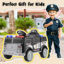 Police-Themed Ride-On Car for Kids with 3 Speed Settings, Megaphone, Music, FM Radio, and Flashing Lights