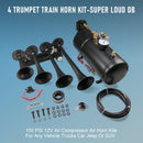 4-Trumpet 12V Train Horn Kit for Cars, Trucks, Jeeps, RVs, and SUVs