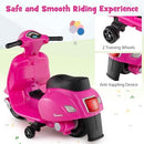 COSTWAY PINK 6V KIDS RIDE-ON MOTORCYCLE WITH TRAINING WHEELS, HEADLIGHT, AND HORN