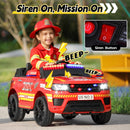 Bluetooth-Enabled 12V Electric Fire Truck Ride-On for Kids