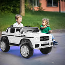 White 12V Electric Ride-On Car for Kids with 3 Speeds, Music, LED Lights, MP3, and Remote Control