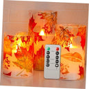 Maple Leaf Battery-Powered Flameless Candles in Red Glass for Fall Decor