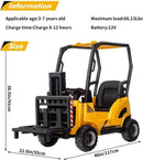 12V Electric Forklift Ride-On Toy with Tent for Kids