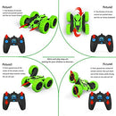 Green Double-Sided RC Stunt Car with Headlights for Kids Aged 6–12