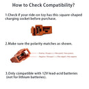 12V Power Adapter for Children's Ride-On Vehicles and Cars, 1000mA, Square Plug
