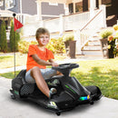 Black 12V Electric Drifting Go Kart with Gentle Start, Sound, and Lighting Effects