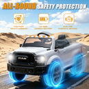 RAM 2500 White Electric Pickup Truck for Kids with Remote Control and 3 Speed Options
