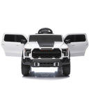 White 12V Remote-Controlled Ride-On Car with 4-Wheel Shock Absorption for Kids Aged 3-6