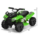 Honeyjoy 6V Electric Quad ATV for Kids with MP3 and LED Lights in Green