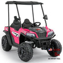 Hot Pink 24V Two-Seater Ride-On Car for Kids with Sun Shade and Dump Bed