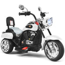 White 3-Wheel Chopper Trike Motorcycle for Kids with Headlight and Horn