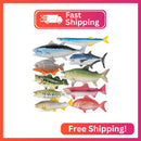 Totsmile 10-Piece Ocean and Freshwater Fish Figurine Collection for Aquatic Decor