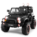 12V Battery-Powered Black Kids Ride-On Truck with Remote Control, MP3, LED Lights, USB, and Cover