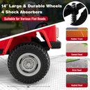 Red 12V Battery Operated 2-Seater Ride-On Car with 3-Point Seat Belts and Doors