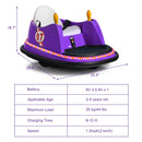 Purple 6V Kids Ride-On Bumper Car with 360° Spin and Remote Control