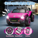 12V Licensed Pink Volkswagen Beetle Electric Ride-On Car for Kids, Speeds of 1.5-2.5MPH