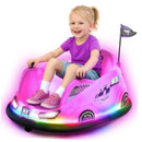 Pink 12V Light-Up Bumper Car for Kids - Indoor and Outdoor Fun