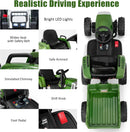 12V Dark Green Ride-On Tractor for Kids with Removable Trailer and Remote Control