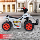 Hot Wheels 6V Kids Ride-On ATV - 55 lbs Weight Limit with Rechargeable Battery