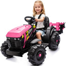 24 Volt Electric Ride-On Tractor Toy for Girls with Trailer and Remote