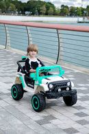 Green 12V Electric Ride-On Car with Remote Control, LED Lights, and Music Player for Kids