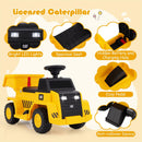Costzon 6V Caterpillar Ride-On Dump Truck with Functional Dump Bed, Horn, and LED Lights