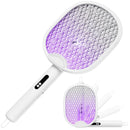 High-Voltage Bug Zapper Racket with 5-Layer Mesh, White