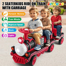 Red 2-Seater Electric Kids Train with Carriage, 12V, 2 Speed, Music, and Lights