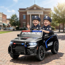 12V Licensed Black Dodge Police Car for Kids Ages 3-6 with Two Seats