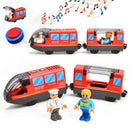Large Battery-Powered Electric Train Set with Magnetic Locomotive for Wooden Tracks