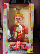 Retro Battery-Operated Circus Clown Figure with Whistle in Box