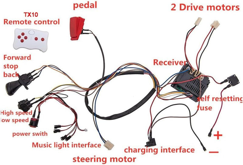 Kids 12V Ride-On Car Modification Kit with Bluetooth Control and Safety Features