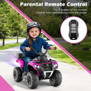 OLAKIDS 6V Pink Kids ATV with Spray Feature, Remote Control, and Storage Compartment