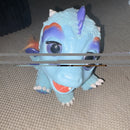 Blue Battery Operated Plush Dragon Unicorn w/ Purple Horn, Rainbow Tail one ear