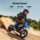 Outfunny 24V Electric Dirt Bike for Kids Aged 6-12 with 250W Power and Rear Suspension