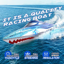 DEERC HJ812 Remote Control Shark Boat - 20+ MPH Speed with LED Lights for Pool and Lake Fun