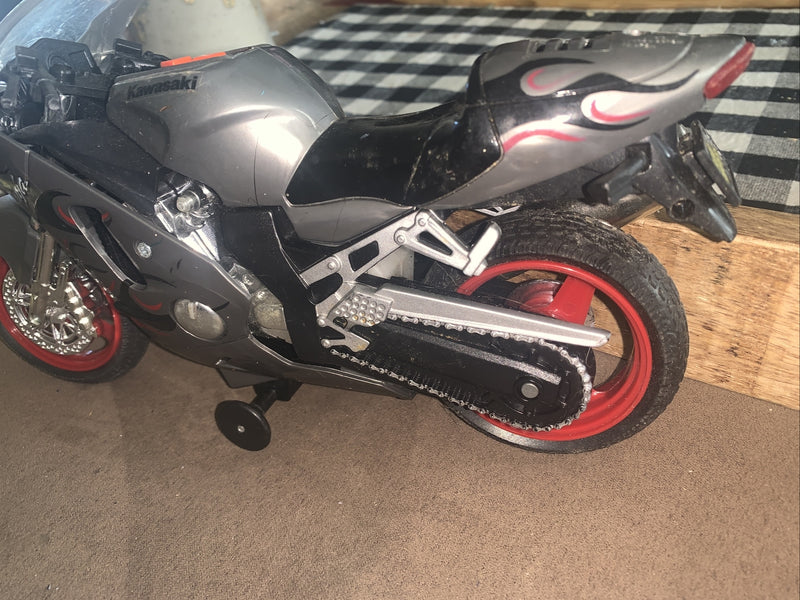 Silver and Black Kawasaki Ninja ZX-R10 Toy Motorcycle with Working Sound