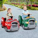 12V Green Fire Truck Ride-On Toy Car for Toddlers with Shovel and Wrench