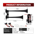 Dual 2-Trumpet Metal Air Horn Kit with Dual Air Compressors, 12V 150dB