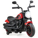 6V Electric Kids Motorcycle with Training Wheels, LED Lights, and Music - Red