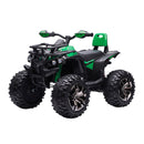 12V Green Kids ATV Quad with LED Headlights and Wide Wheels