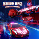 Illuminated Transforming RC Car for Boys Aged 3-12 with Web Hood and Underbody Lights