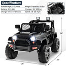 12V Electric Ride-On Truck for Kids with Remote Control, Music, and Lights - Black