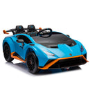 24V Lamborghini Huracan STO Licensed Ride-On Supercar with 360° Spin, Drift Feature, and LED Music