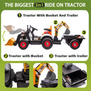 24V Children's Ride-On Tractor with Excavator, Dump Wagon, 3-Speed Settings, and Parental Control