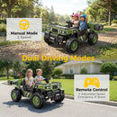 TOKTOO 24V Green Ride-On Dump Truck Toy Car for Kids Aged 3-8 Years - 2 Seater