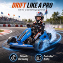 Qaba Blue 24V Electric Drift Go Kart for Kids with Dual Motors