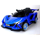 Blue 12V Electric Ride-On Car for Kids with Remote Control, LED Lights, and Bluetooth